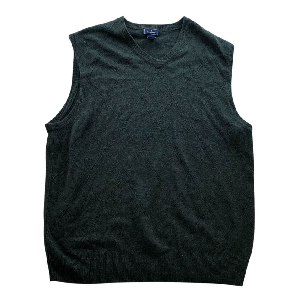 Dockers Men Vest Sweater Size XXL Argyle Textured Knit Sleeveless Classic V-Neck
